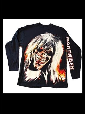 Fruit of the Loom Black Long Sleeve Tee with Iron Maiden Graphic